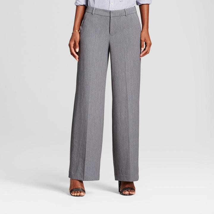 Women's Wide Leg Bi-stretch Twill Pants - A New Day Gray