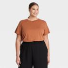 Women's Plus Size Short Sleeve Slim Fit Casual T-shirt - A New Day Brown