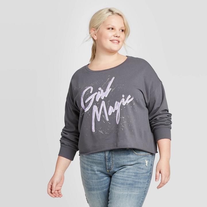 Women's Girls Magic Plus Size Cropped Sweatshirt - Grayson Threads (juniors') -gray 1x, Women's, Size: