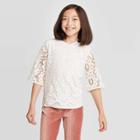 Petitegirls' Short Sleeve Lace Top - Art Class White Xs, Girl's, Beige