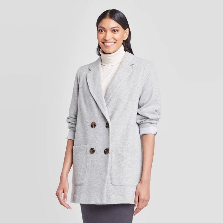 Women's Long Sleeve Knit Blazer - Who What Wear Gray S, Women's,