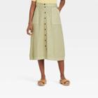 Women's Button-front Utility Midi Skirt - Universal Thread Green