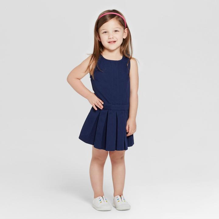 Toddler Girls' Uniform Woven Jumper - Cat & Jack Navy 5t, Girl's, Blue