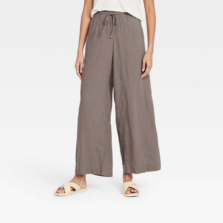 Women's Mid-rise Wide Leg Pants - A New Day Brown