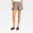 Women's Leopard Print High-rise Pull-on Shorts - A New Day Brown