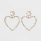 Sugarfix By Baublebar Pearl Studs Crystal Heart Hoop Earrings - Pearl, Women's, White