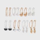 Mixed Semi-precious With Stone Charm Wire Hoop Multi Earring Set 8pc - Universal Thread Worn Gold