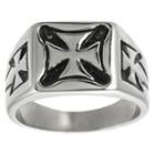 Daxx Men's Stainless Steel Pattee Cross Ring - Silver