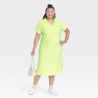 Women's Plus Size Short Sleeve Terry Polo Dress - Ava & Viv Green X