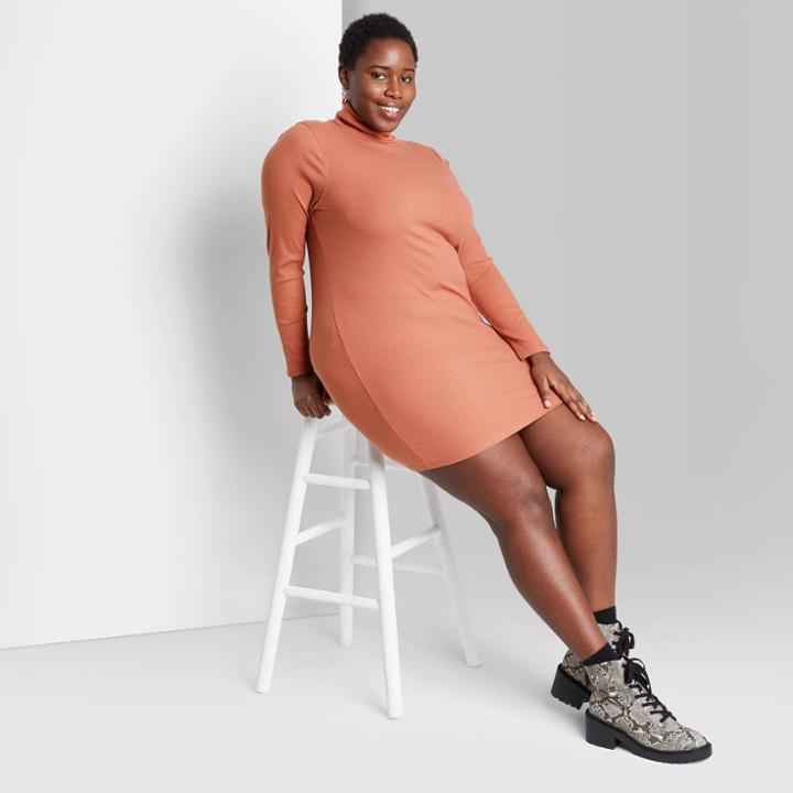 Women's Plus Size Long Sleeve Bodycon Dress - Wild Fable Blush Pink