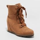 Women's Katherine Lace-up Wedge Fashion Boots - Universal Thread Cognac