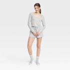 Women's Brushed Knit Long Sleeve Top And Shorts Pajama Set - Colsie Heathered Gray
