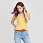 Women's Slim Fit Short Sleeve Scoop Neck Rib-knit T-shirt - Universal Thread Yellow