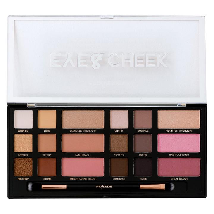 Profusion Cosmetics Eye & Cheek Makeup Palette & Brush -9.3oz, Clear