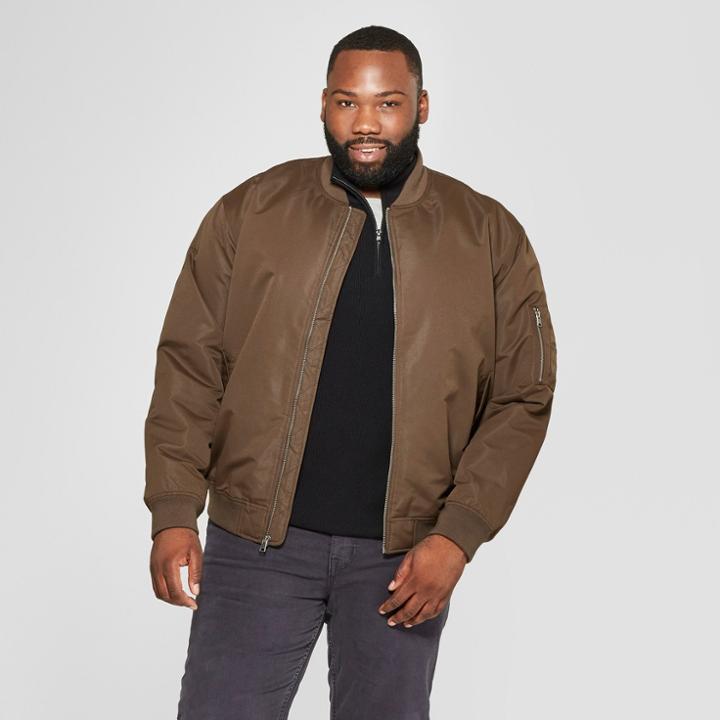 Men's Big & Tall Aviator Bomber Jacket - Goodfellow & Co Brown