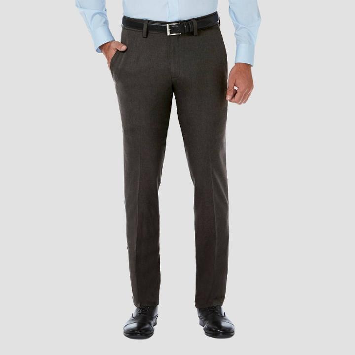 Haggar Men's Cool 18 Pro Slim Fit Flat Front Casual Pants - Dark Heather 29x30, Men's, Dark Grey