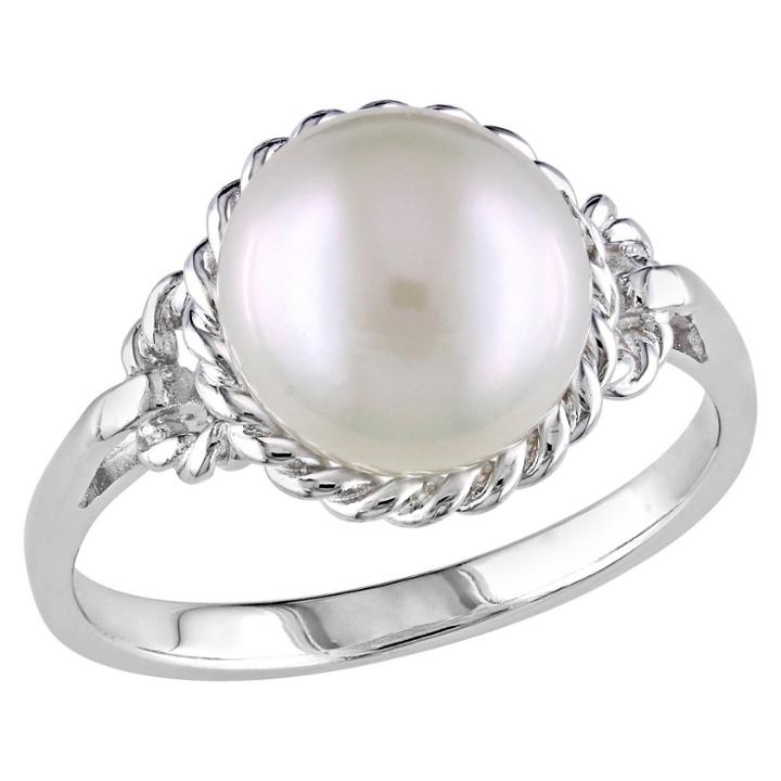 No Brand 9-9.5mm Cultured Freshwater Pearl Ring In Sterling Silver - 6 - White, Women's