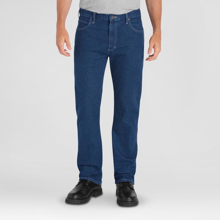 Dickies Men's Regular Fit Straight Leg 5-pocket Flex Jean Rinsed Indigo 36x30, Indie Blue