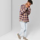 Men's Plaid Long Sleeve Washed Flannel Shirt - Original Use Persimmon Orange