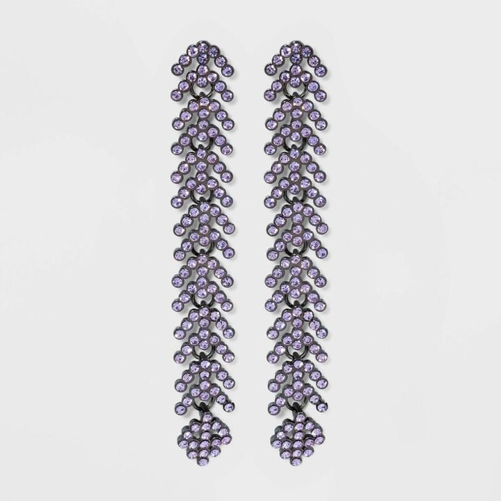 Glass Linear Earrings - A New Day Violet, Women's, Purple