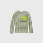 Boys' Striped Long Sleeve T-shirt - Cat & Jack Green/black Xs, Black/green