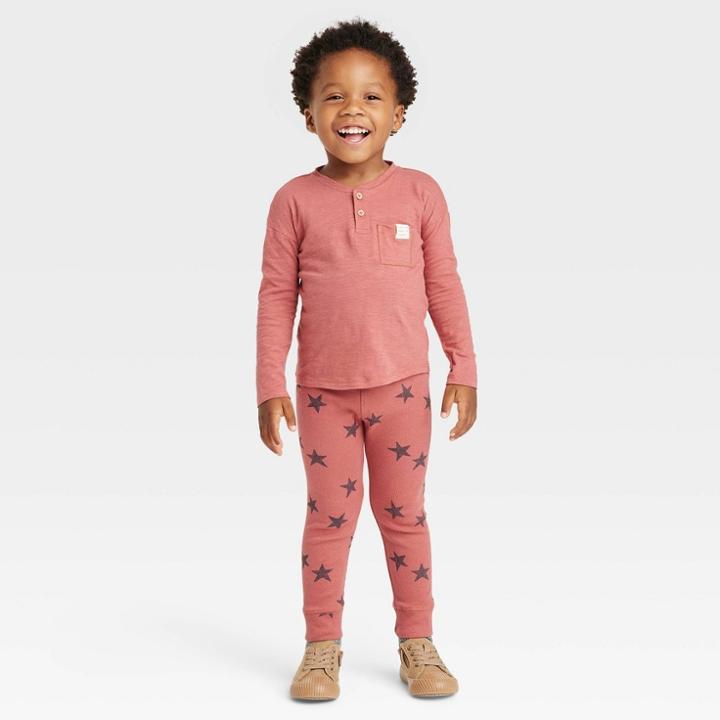 Grayson Collective Toddler Long Sleeve Ribbed Henley T-shirt & Leggings Set -