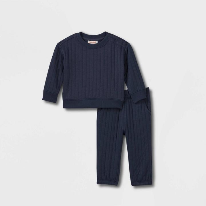 Baby Fleece Top & Bottom Set - Cat & Jack Navy Blue Newborn