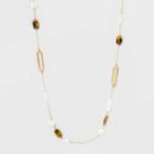 Pearl Station Necklace - A New Day Brown, Women's, Gold
