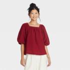 Women's Puff Short Sleeve Blouse - A New Day Red
