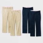 Girls' 4pk Flat Front Stretch Uniform Straight Fit Pants - Cat & Jack Khaki/navy