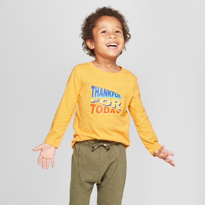 Toddler Boys' Thankful For Today Long Sleeve T-shirt - Cat & Jack Orange
