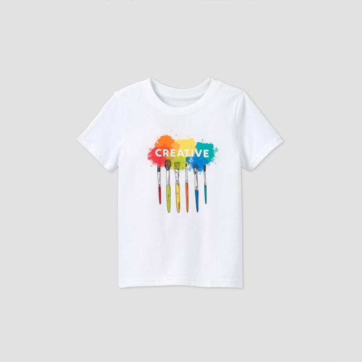 Toddler Kids' Short Sleeve 'creative' Graphic T-shirt - Cat & Jack White