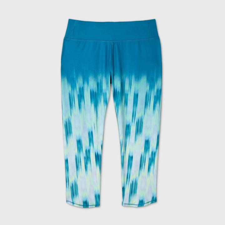 Girls' Ombre Printed Performance Capri Leggings - All In Motion Dark Teal