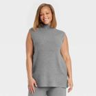 Women's Plus Size Mock Turtleneck Ribbed Sweater Vest - A New Day Gray