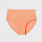 Girls' Ribbed High-waist Bikini Swim Bottom - Art Class Orange