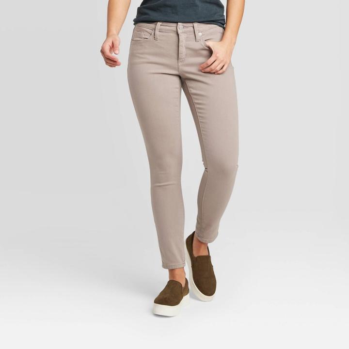 Women's Distressed Mid-rise Skinny Jeans - Universal Thread Gray