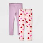 Toddler Girls' 2pk Adaptive Valentine's Day Leggings - Cat & Jack Light Pink/dusty Violet