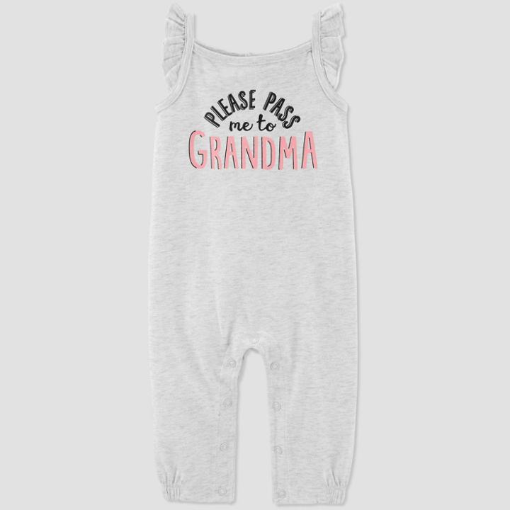 Baby Girls' Family Love 1pc 'please Pass Me To Grandma' Jumpsuit - Just One You Made By Carter's Gray