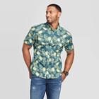 Men's Pineapple Print Slim Fit Short Sleeve Poplin Button-down Shirt - Goodfellow & Co Dark Blue S, Men's,
