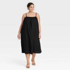 Women's Plus Size Easy Linen Tank Dress - A New Day Black