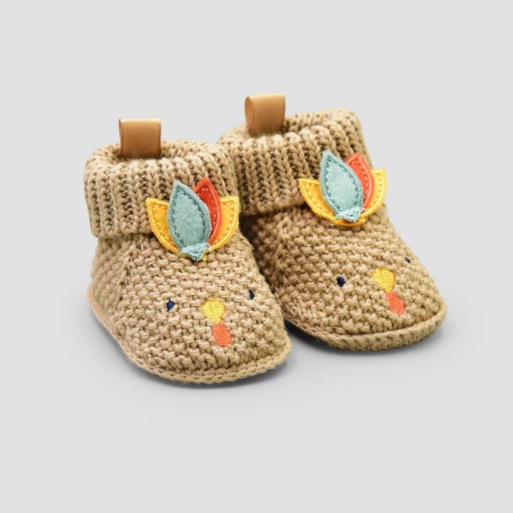 Baby Girls' Thanksgiving Knitted Turkey Bootie Slippers - Just One You Made By Carter's Tan