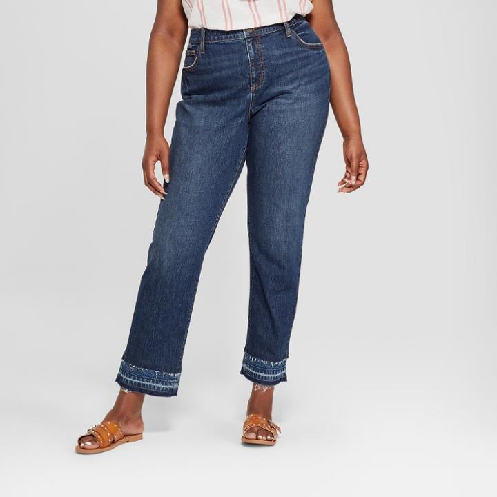 Women's Plus Size Released Hem Boyfriend Jeans - Universal Thread Dark Wash