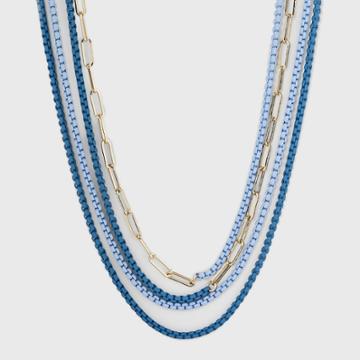 Multi-strand Matte Spray Chain Necklace - A New Day Blue