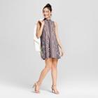 Women's Floral Print Mock Neck Placement Dress - 3hearts (juniors') Black Xl, Black White