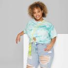 Women's Plus Size Short Sleeve Scoop Neck Cinched Cutout T-shirt - Wild Fable Turquoise
