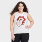 Women's The Rolling Stones Plus Size American Flag Logo Graphic Cropped Tank Top - Black