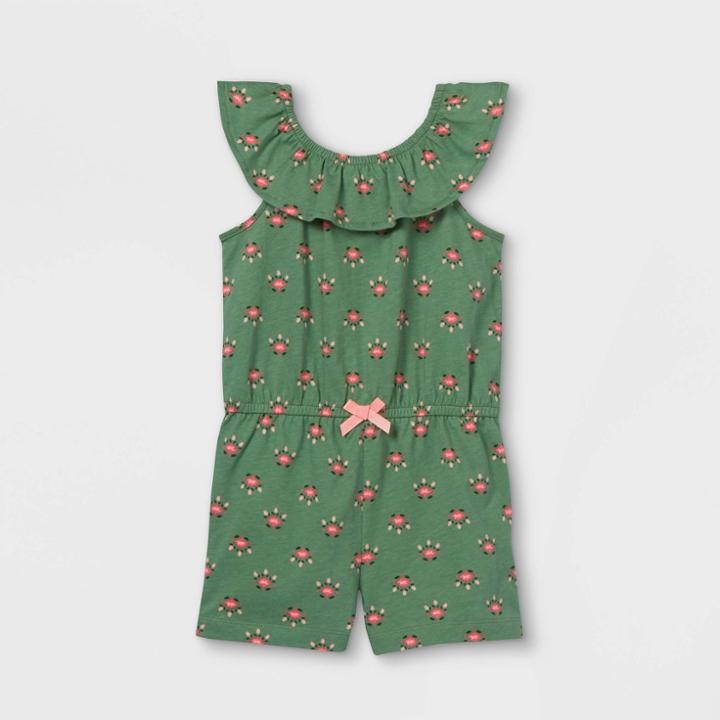 Toddler Girls' Ruffle Tank Romper - Just One You Made By Carter's Olive Green/pink