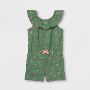 Toddler Girls' Ruffle Tank Romper - Just One You Made By Carter's Olive Green/pink