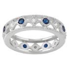 Journee Collection 4/5 Ct. T.w. Round-cut Cz Pave Set Fashion Band In Sterling Silver - Blue,
