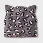 Girls' Leopard Print Beanie - Cat & Jack Gray One Size, Medium Heather Gray